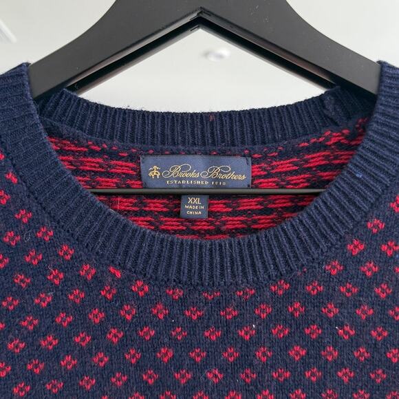 Brooks Brothers Fair Isle Sweater Navy Red - Picture 3 of 4